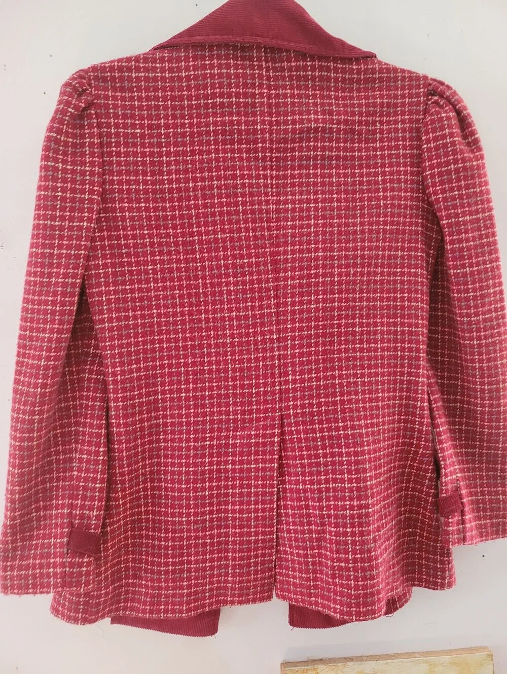 VTG Jantzen XS 40s Red Tweed Women's Jacket Corduroy Wide Collar